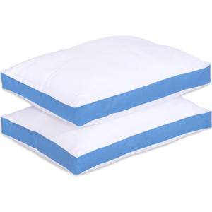 GOLD TEXTILES Premium King Size Bed Pillow Set of 2 - Luxury Hotel Collection, Soft & Firm Support for Side Sleepers, Down Alternative, Fluffy & Plush Pillows for Sleeping (Blue, Pack of 2)