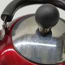 Mr. Coffee Twining 2.1 Quart Pumpkin Shaped Stainless Steel Whistling Tea Kettle, Metallic Red
