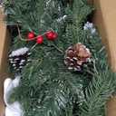 ANOTHERME 9Ft Pre-Lit Christmas Garland Artificial Xmas Indoor Outdoor Decoration, Garland with Battery Operated Timer for Home Stairs Fireplaces Walls, PE Mixed Branches with Pine Cones Red Berries