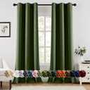 MIULEE Olive Green Blackout Curtains for Bedroom Living Room 96 Inches Long 2 Panels, Thermal Insulated Room Darkening Drapes Solid Grommet Top Noise Reducing Dark Green Window Treatments 40x96 Inch