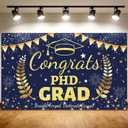 PhD Graduation Decorations, 71×43'' Congrats PhD Grad Backdrop, Navy Gold Doctorate Graduation Banner for Photography, Doctoral Degree Party Supplies-Insight Forged, Doctorate Earned