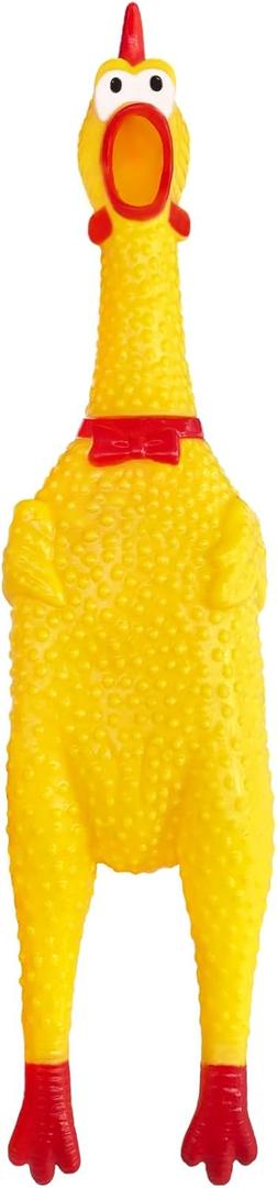 Rubber Chicken,Squeeze Squawking Chicken,Yellow Screaming Chicken Dog Toys,Prank Noise Maker Dog Toys for Silly Novelty Party Favors,Family Games 12 Inch