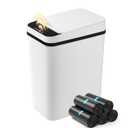 Bathroom Trash Can with Lid 2.6 Gallon Automatic Touchless Garbage Cans Small Smart Motion Sensor Trashcan Slim Waterproof Trashcan for Bedroom, Office, Living Room, Toilet, RV (A-Basic Battery Supply-White)