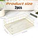 2 Pcs Gold Wire Baskets for Organizing - Small Gold Storage Basket & Decor Metal Basket, 9.6x6.5x2.7in Farmhouse Iron Desktop Organizer for Bathroom/Office/Home