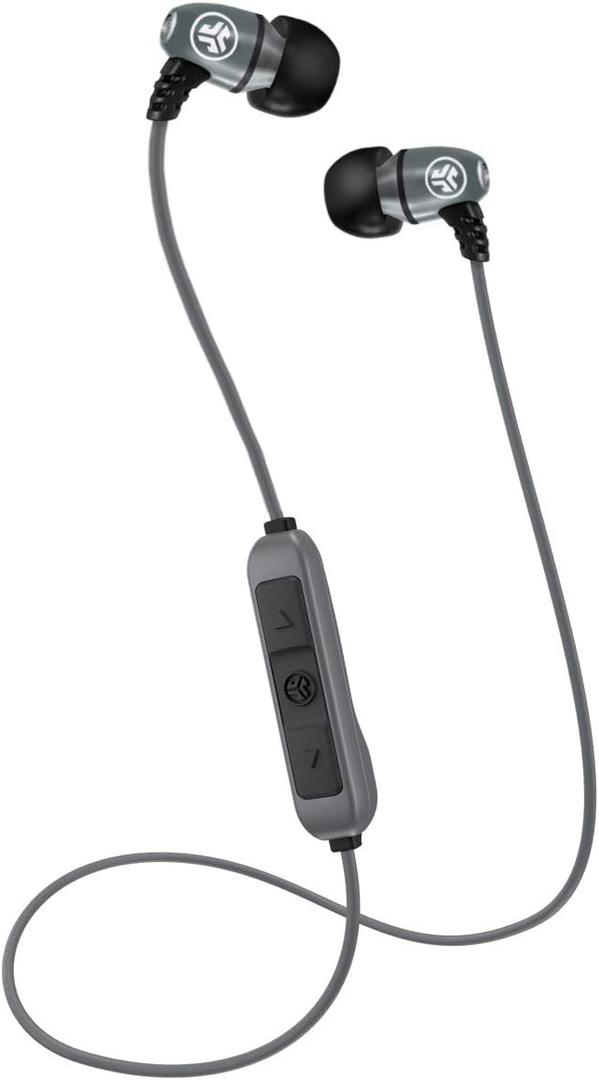 JLab Metal Bluetooth Wireless Rugged Earbuds | Titanium 8mm Drivers | 6 Hour Battery Life | Noise Isolation | Bluetooth 5.0 | IP55 Sweat Proof Rating Extra Gel Tips & Cush Fins | Gunmetal