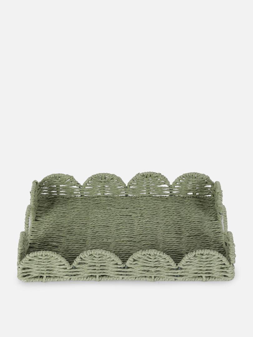 Scalloped Decor Basket for Living Room, Home, Bathroom 2 Pack 8x14, 10x16 Inch