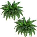 Nearly Natural 40in Hanging Artificial Boston Fern Plant Set of 2 - Realistic Faux Greenery for Indoor Home, Office, and Bathroom Decor