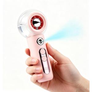 Handheld Portable Fan with Misting,High-Speed Brushless Motor,Ultra Long Lasting Rechargeable Battery,Personal Fans Portable Rechargeable,Suitable for Travel,Camping, Beach and Office Desk,Gift (PINK)