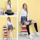 Womens Knee High Socks Halloween Christmas Long Thigh High Over the Knee Sock for Ladies Girls Festival Party Gifts (A-black/White)