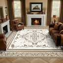 SOULFUL Medium Pile 8x10 Rugs for Living Room - Soft Foot Feel Large Area Rug - Brown Boho Floral - Washable Non-Slip - Perfect for Bedroom Kids Room Under Dining Table Office