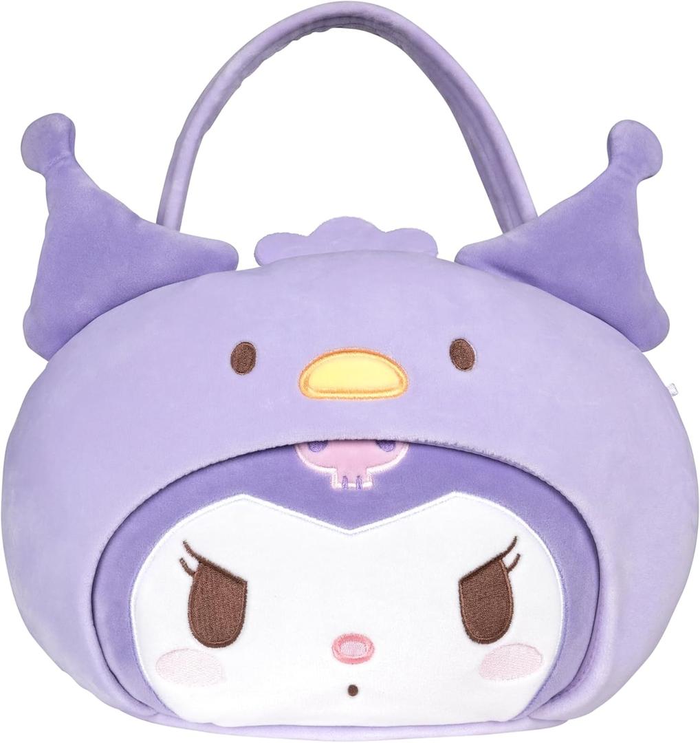 Hello Kitty and Friends Official Kuromi Heart Pail Accessory - 12-Inch Embroidered Treat Pail with Character Design and Carry Handle