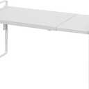 Nxconsu Cabinet Shelf Expandable Height Adjustable Organizer Riser for Kitchen Cabinet Pantry Cupboard Under Sink Countertop Organization Storage Space Saver Stackable Heavy Duty Metal White (8.6D * 13.8-24.8W * 9.7H)