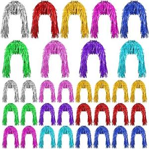 Geyoga 24 Pcs Foil Tinsel Wigs Fancy Dress Metallic Shiny Wig 80s Photo Booth Props Disco Women Cosplay Supplies (Multicolor)