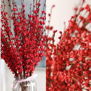 Wootkey 5 Pcs Valentine's Day Flowers Artificial Red Flowers 29.5" Long Stems Patriotic Picks with Mini Red Berry for DIY Floral Art Plant Wedding Home Office Table Decorations