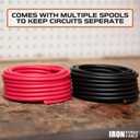 Iron Forge Cable 20 ft 6 Gauge Wire - 2 Pack 10ft Copper Clad Aluminum Primary Cable 6 AWG Heavy Duty with Wire Lug Terminal Connectors and Heat Shrink Tube
