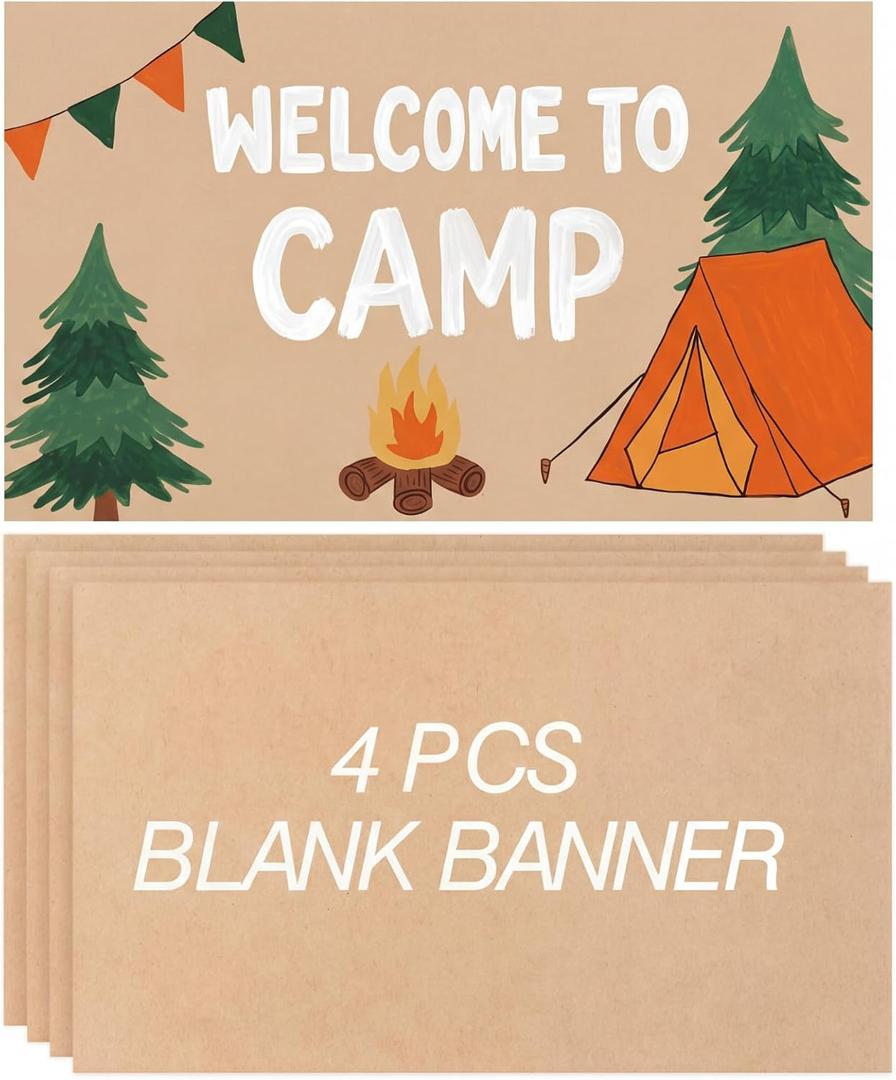 Tatuo 4 Pcs 24" x 48" Large Blank Brown Paper Banners for Poster Crafts