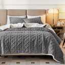 Joyreap 3-Piece Fluffy Faux Fur Sherpa Comforter Set Gray, King Size Luxury Tufted Bedding Comforter Set, All Season Soft n Cozy Plush Comforter Bed Set- 100x88 inches