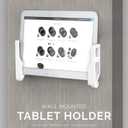 BRAINWAVZ Universal Tablet Wall Mount Dock Holder for iPad Air Mini & Pro, Galaxy Tab Note, Surface & iPhone, Pixel & More, Stick On 3M VHB, No Screws (White)