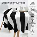 Black White Stripes Round Tablecloth 60 Inch Washable Reusable Decoration Table Cover for Kitchen Party