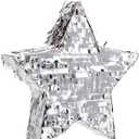 Sparkle and Bash Silver Foil Star Pinata for Kids Birthday, Twinkle Twinkle Little Star Gender Reveal Party Decorations, Baby Shower (Small, 13 x 3 In) - Pinatas for Birthday Party