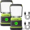 LED Camping Lantern Rechargeable, Consciot Camping Lights, 1000LM, 4 Light Modes, 4400mAh Power Bank, IPX4 Waterproof, Dimmable Tent Lights for Emergency, Power Outages, USB C Cable Included, 2 Pack