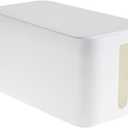 Cable Management Box,Cord Organizer Box for Home and Office System to Cover and Hide & Power Strips & Cords,Surge Protector (Small, White)