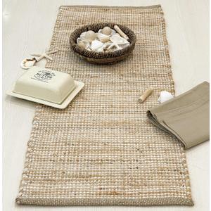 Chardin home Natural Jute Table Runner 13x36 Inch  Vintage Boho Rustic Table Decor  Handwoven Table Runner in Natural Jute and Ivory  Farmhouse Dining or Console Table Accent