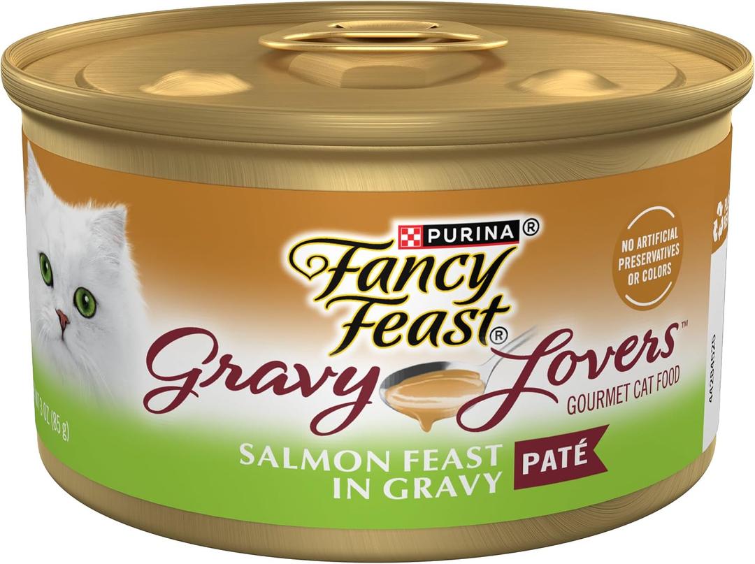 Purina Fancy Feast Gravy Lovers Salmon Feast Pate in Wet Cat Food Gravy - (Pack of 24) 3 oz. Cans, BBD 06/2028