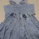 MakeMeChic Girl's Y2K Two Piece Cute Outfits Denim Jeans Sleeveless Button Down Vest and Pleated Mini Skirt Set 8-12 Years (Blue) 
12Y