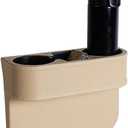 Car Cup Holder Expander with PU Leather Cover, Multifunction Car Seat Pocket Glove Phone Mount Organizer,Car Back Seat Storage for Drink Mug Bottle CellPhones Coasters Cards (Beige)