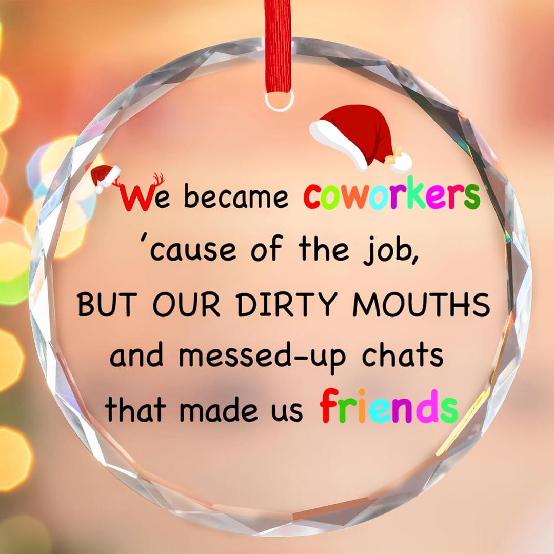 Funny Coworker Gifts for Friends, Glass Christmas Ornaments 2025, Cool Friendship Gift for Adults Women, Work Bestie Gifts, Christmas Decorations Friends Ornament