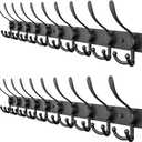 Coat Rack Wall Mount with 10 Tri Hooks, Stainless Steel 32 Inch – Black Matte Finish, Heavy Duty Wall Mounted Hook Rack for Coats, Hats, Towels, Scarfs, Robes, Bags, Entryway & Bathroom - 2 Pack