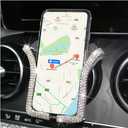 Bling Car Phone Holder, Rhinestone Mini Vehicle Air Vent Dashboard Windshield Cellphone Mount, 360 Adjustable Diamond Auto Smartphone Stand for Women Girls, Universal Fit (Multicolor)