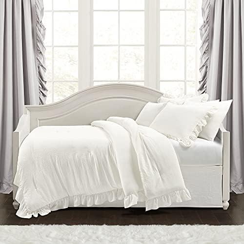 Lush Decor Reyna Soft Knitted Ruffle Blanket/Coverlet, Daybed, White