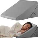 Bedluxe Wedge Pillow for Sleeping, Adjustable 9&12 Inch Foldable Bed Wedge Pillow Set, Orthopedic Memory Foam Triangle Pillows Wedge, 7-in-1 Elevated Pillows for Leg and Back Support, Grey