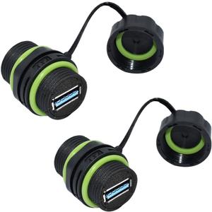 Waterproof Panel USB Connector, Waterproof IP68 USB 3.0 Panel Mount Connector, Female to Female, Bulkhead Extension Adapter, YPM20 2 PCS Pack