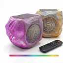 Solar Powered Outdoor Rock Speaker 4.5 Inch Peak 80W Deep Bass  22 Hr Playtime Multi-Sync 200 Speakers, Bluetooth 5.4 Stereo 120 FT Rang,Remote Control/IPX65 for Garden Pool 2-Pack (Colorful)