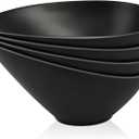 LOVYANXUE Bamboo Fiber Salad Bowls, 4 Packs Compostable 33 Ounce Elegant Black Angled Bowls for Salad, Pasta, Soup, Prep, Ideal for Home and Restaurant