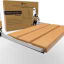 JBscoop Folding Shower Seat, Teak Wood & 304 Stainless Steel Wall-Mounted Bench, 440 lb Capacity, Waterproof & Rustproof, Space-Saving Foldable Design  18 Inch for Bathroom or Spa
