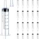 Threlaco 20pcs 60ml Clear Plastic Syringe for Liquid Measuring Syringes Without Needle with Cap, Sterile, Craft, Feeding Pets, Scientific Labs, Individually Wrapped
