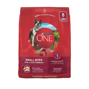 Purina ONE Natural Dry Dog Food; SmartBlend Small Bites Beef & Rice Formula - 8 lb. Bag, BB : Mar 2026