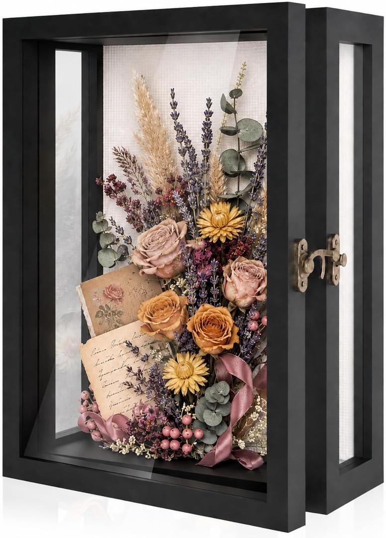 Deep Shadow Box 11x15 Wooden Display Case, 3 Sided Acrylic, Wall Mount