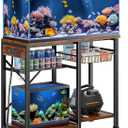 20-29 Gallon Aquarium Stand with 6 ft Power Strip, 5-Tier Metal Frame Fish Tank Stand 20 Gallon Fish Tank Stand 31.5" L*15.75" W Tabletop 400lbs Capacity (Vintage Brown, 20-29 Gallon)