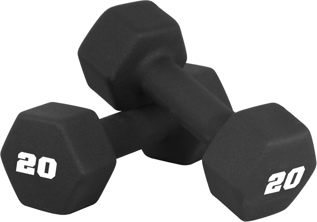 CAP Neoprene Dumbbell Pair, Non-Slip Grip, Black, 20 lb Pair
