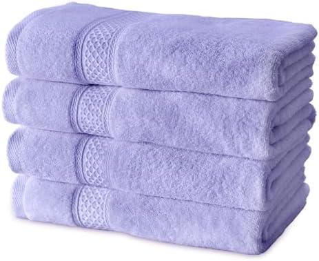 Gogreen 4 Pack Bath Towel Set, (27"x 55"), 100% Cotton, Larger & Lighter Weight, Quicker to Dry, Super Soft and Absorbent, Perfect for Bathroom (Purple)