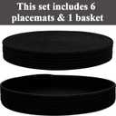 Round Placemats Set of 6 with Holder, Cotton Rope Woven Place Mats, Hot Pads for Kitchen, Heat Resistant Table Mats, 13 Inch Farmhouse Washable Braided Placemat for Kitchen Decor (Black)