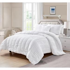 Bed Bath & Beyond Electra 1pc Seersucker Comforter Set White White - Queen - 1 Piece