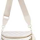 Black and White Checkered Crossbody Bag Bum Bag for Women,Spacious Checkered Purse Fanny Packs Belt Bag
