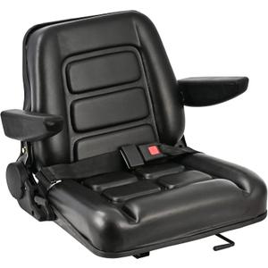 Universal Forklift Seat with Adjustable Angle Back, Tractor Seat Replacement Universal, Heavy Duty Forklift Seat with Armrests,Seat Belt and Slide, Fits Excavator,Skid Loader,Backhoe Dozer Telehandler