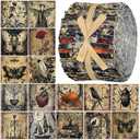 Ganeen 100 Pcs Vintage Halloween Quilting Fabric Roll Skeleton 2. 56 Inch Fabric Squares Jelly Patchwork Precut Strips Bundles for Holiday Materials Craft DIY Sewing Cloths